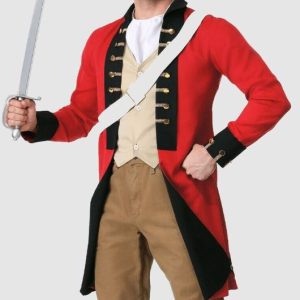 men's british red contrast black coat adult costume military jacket, men's fashion hussar jacket,accessories not included in price