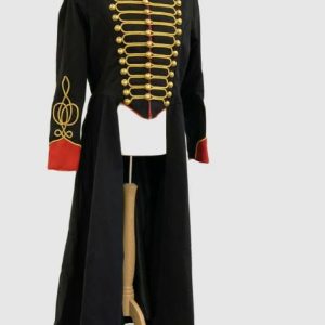 men's new military's black full length braid coat,men's fashion hussar jacket