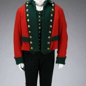 new men's red & green patriot dragoon soldier costume jacket ,steampunk admiral uniform hussar jacket, lancer officer jacket, admiral tail c