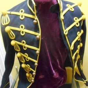 mens british hussar full dress tunic.dark blue wool tunic with yellow cords and braid jacket(accessories not included in price)
