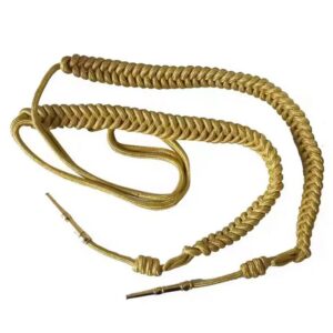 custom made performance aiguillette 3d design brass shoulder cord for marching band uniform with logo decoration